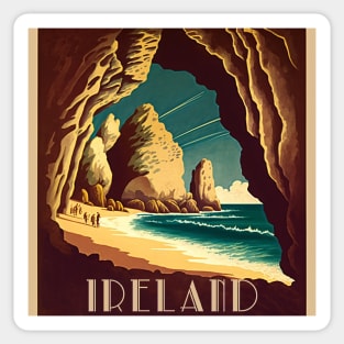 Ireland Coastline Cave Vintage Travel Art Poster Sticker